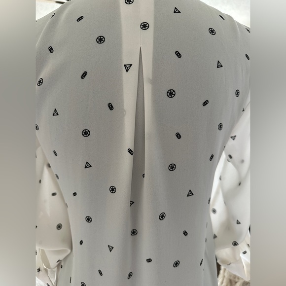 Metaphor Cream and Black Polyester Shear Blouse Size XS Geometric Patterns‎ - Picture 6 of 12
